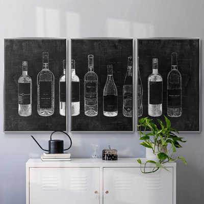 "Wine Cellar", peinture sur toile 3 pièces
