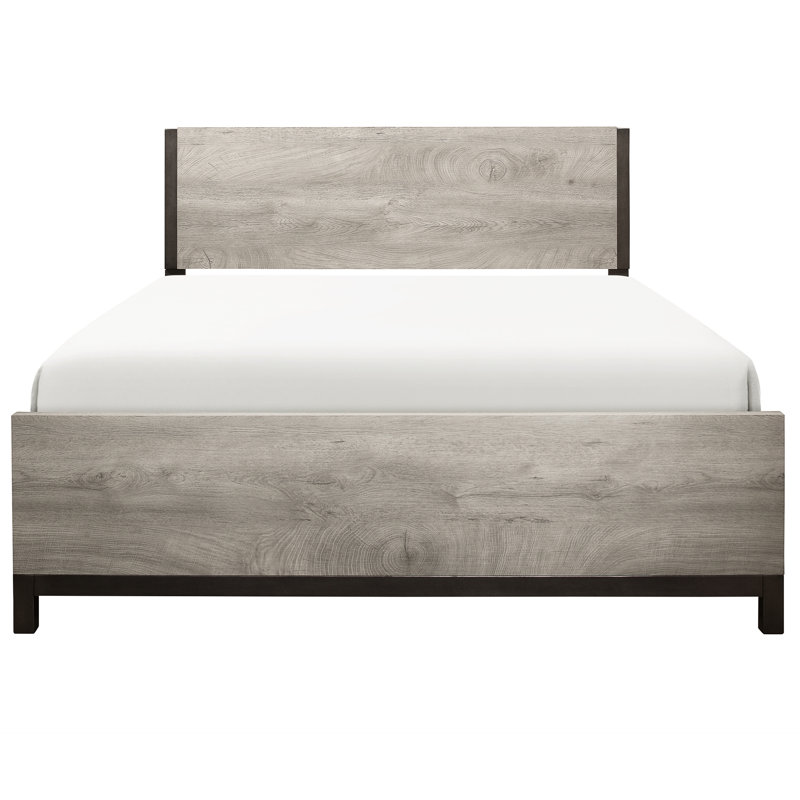 Lit double pour chambre double - Finition grise et bois de construction