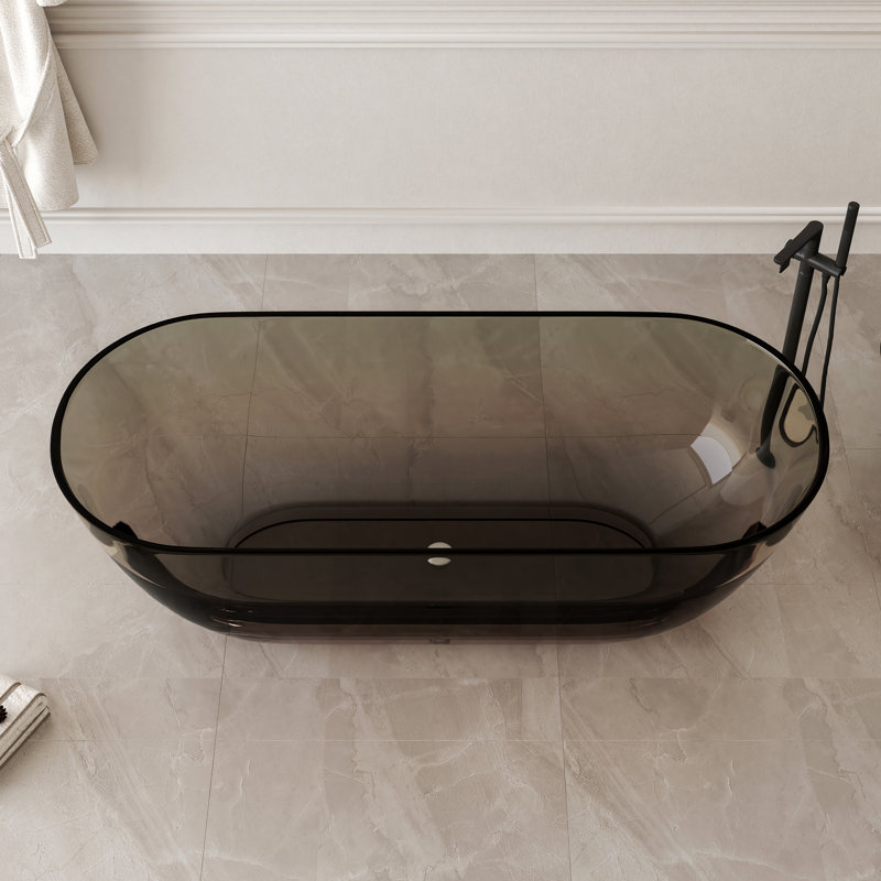 Baignoire autoportante Forma 69 po en surface solide avec trop-plein, brun, Dark Brown
