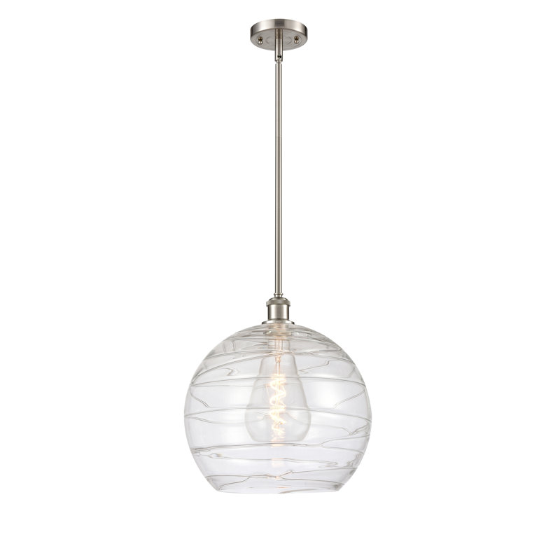 Luminaire suspendu sphérique 1 lumière Cindi, Non, Nickel satiné brossé, Transparent