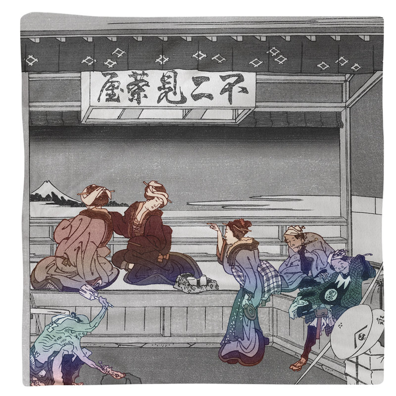 Serviette Katsushika Hokusai Yoshida at Tokaido, Dégradé rouge