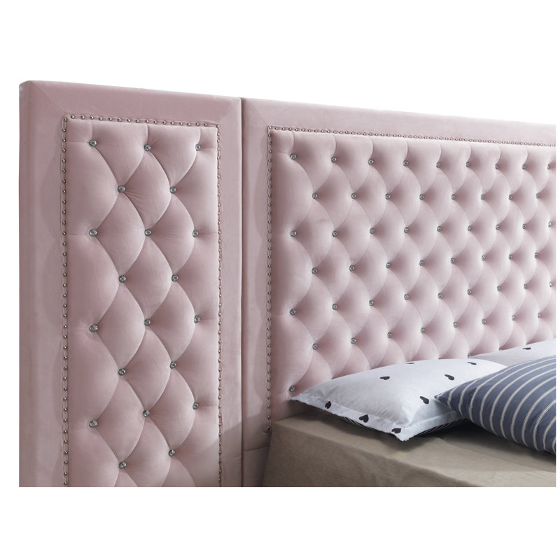 Janiya Upholstered Platform Bed, Pink, King
