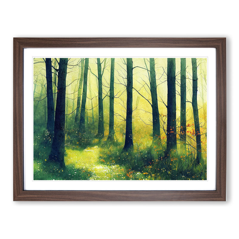 Spring Forest in Watercolour Vol.1 - Framed Print, 46cm H x 64cm W x 2cm D, Walnut Framed