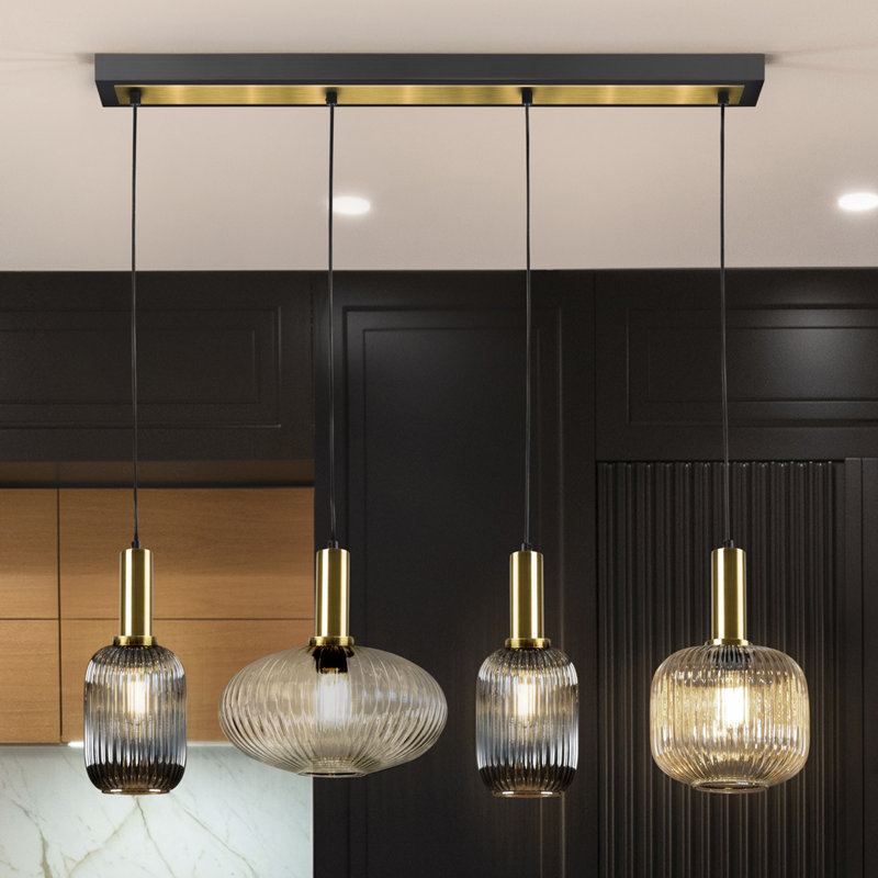 Aari 4 - Light Matte Black/Gold Kitchen Island Pendant