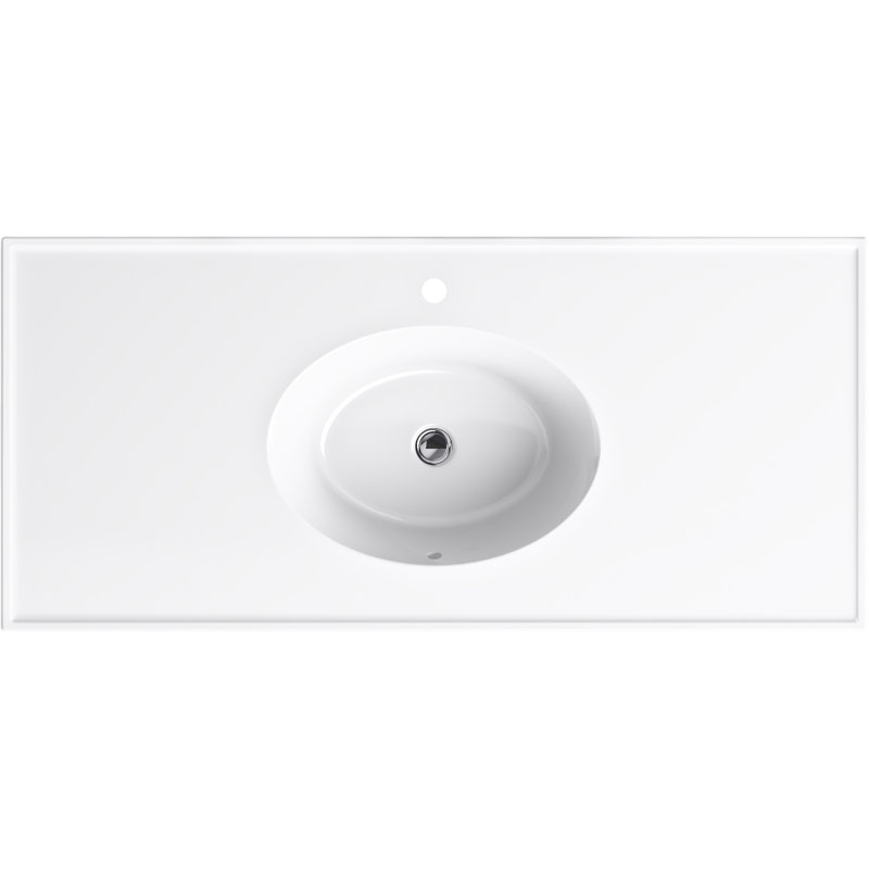 CeramicImpressions 49 In. Rectangular Vanity-Top Bathroom Sink with 8 In. Centerset Faucet Holes, White, Single