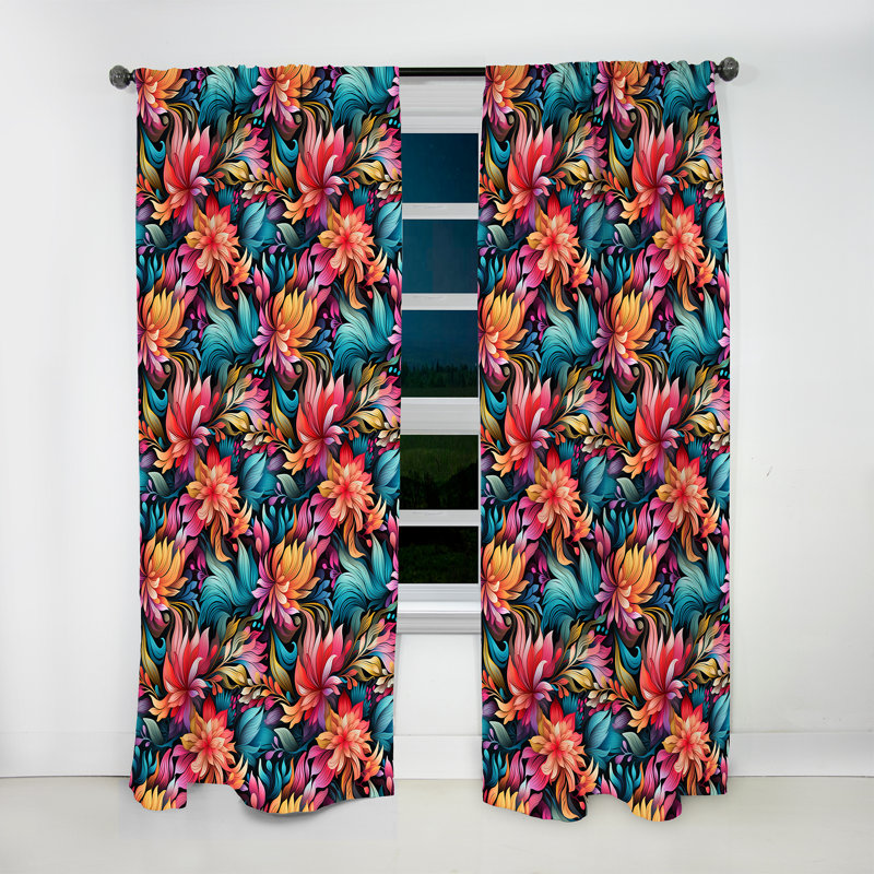 Motif artistique Boho - rideau en velours glamour - obscurcissant - 1 panneau, L 52 po x L 90 po