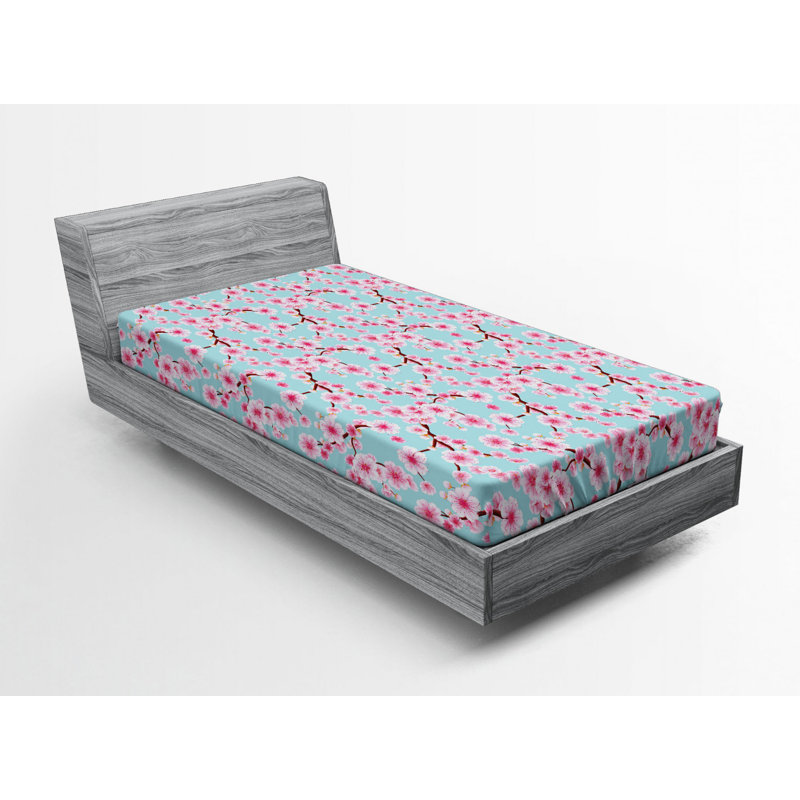 Microfiber Floral Fitted Sheet, Twin Fitted Sheet