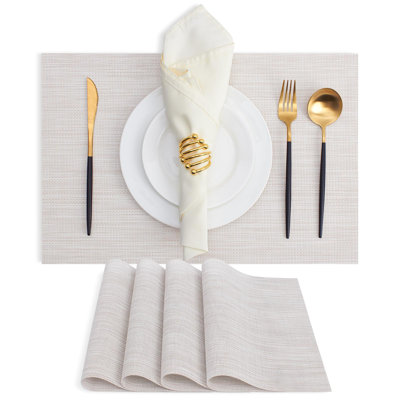 Ensemble de 4 napperons en plastique / vinyle résistants à la chaleur tissés, tapis antidérapants lavables pour la cuisine, la salle à manger, la fête et l'extérieur (12 po x 18 po)