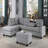 1Pc Microfiber Upholstered Storage Ottoman, Tufted Details