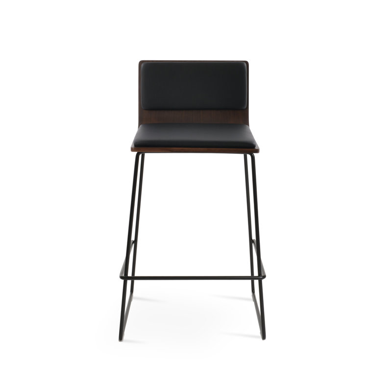 Corona HB Wire Stools, Black, Black Faux Leather, Bar Stool (29" Seat Height)