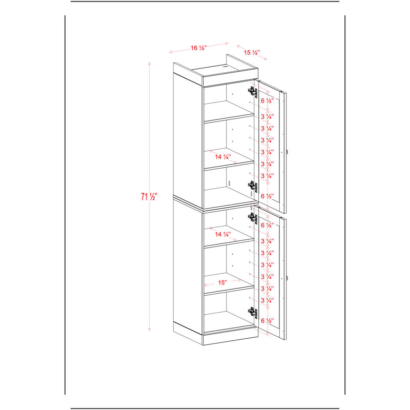 100% Solid Wood 16.5" Bathroom Storage Cabinet with Shaker Doors & Adjustable Shelves, White