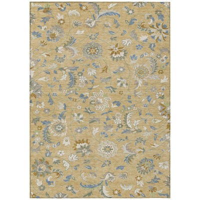 Aveline Gold Washable Indoor-Outdoor Rug - 