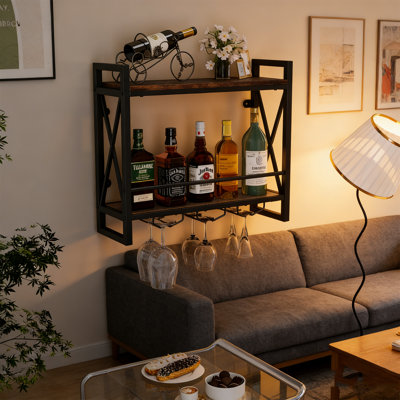 Wall Mounted Wine Bottle Rack Brown