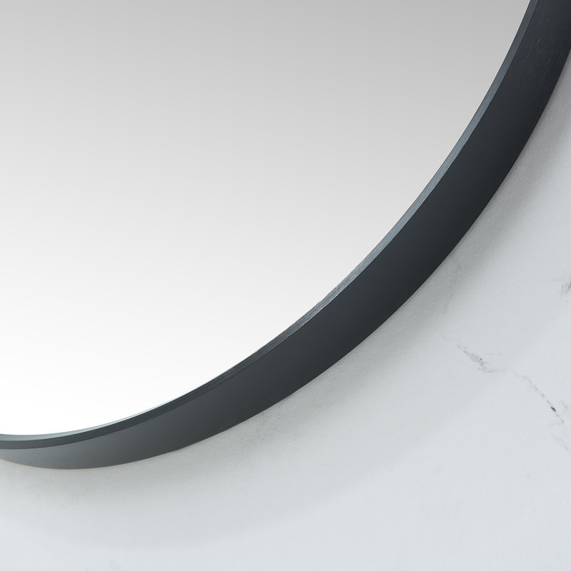 Kaliea Metal Flat Wall Mirror, Brushed Black , 32'' x 32''