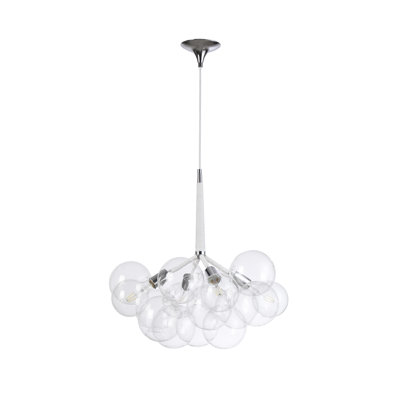 Elegant Cluster Chandelier With 4 Lights And 20 Glass Bubble Globes
