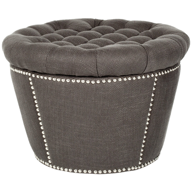 Repose-pieds de rangement rond 23,6 po, Mélange de lin velours gris anthracite