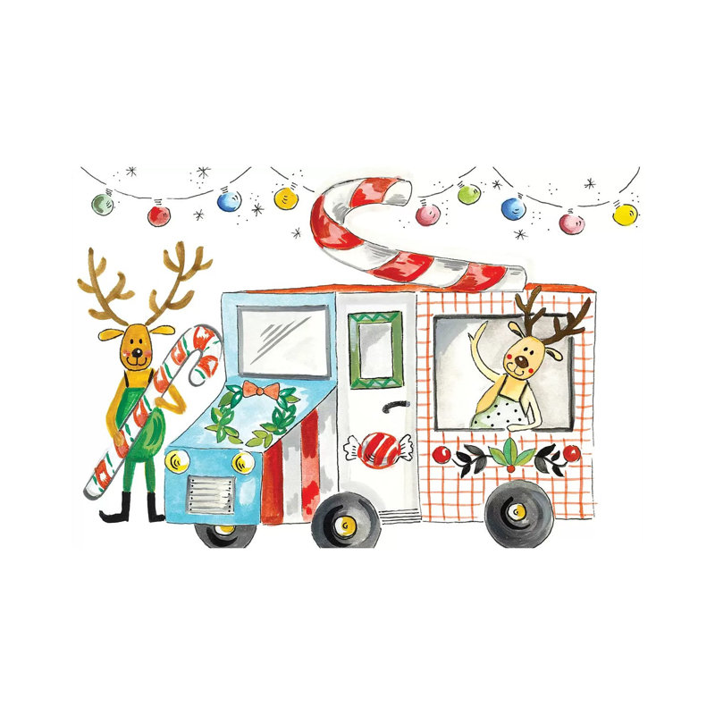 Reindeer Treats by Ani Del Sol - Wrapped Canvas Print, 20.32 cm H x 30.48 cm W