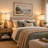 22.8" Natural Woven Rattan Table Lamp Set with 3-Way Touch Control, USB Ports & AC Outlet