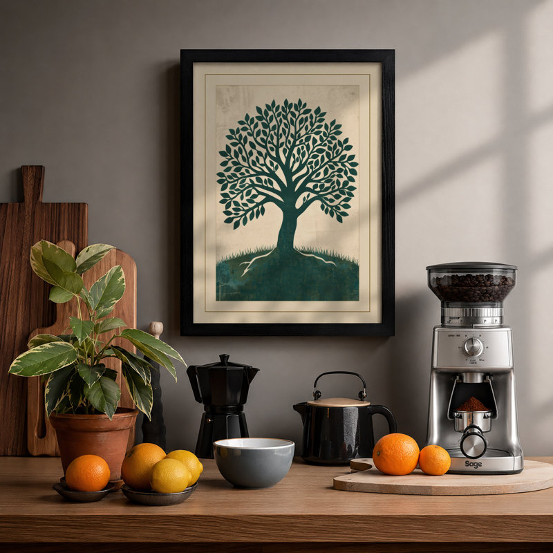 Centered Tree Botanical - Print, Black, A3 - 42.0 x 29.7 cm