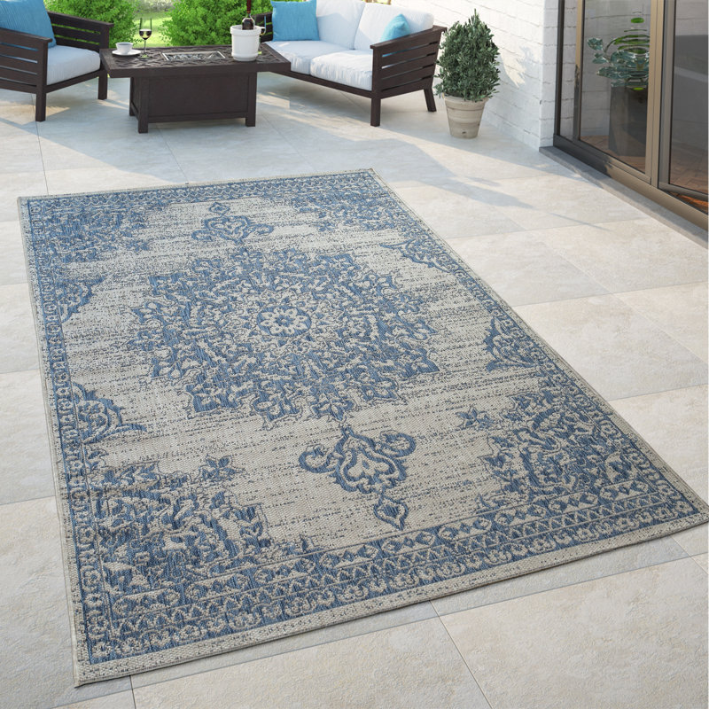 Tapis bleu / gris Codi-Louise, Rectangle 6 pi 7 po x 9 pi 2 po