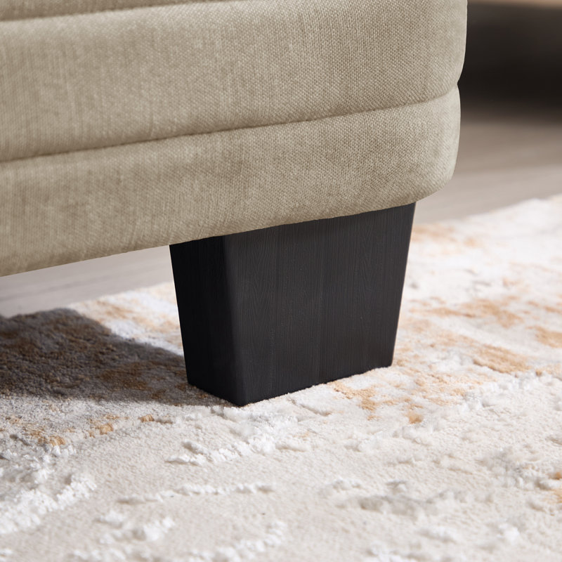 Canapé d'angle modulaire moderne 2 places, couleur camel chenille, avec pouf
