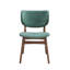 Ensemble de mobilier de salle à manger de style Mid-Century moderne avec 2 chaises d'appoint au fini vert et noyer en bois au design épuré et au dossier incurvé-1817086041