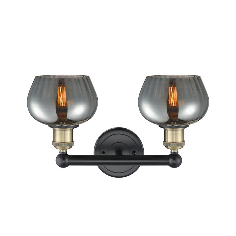 Éclairage pour meuble-lavabo à 2 lumières, Laiton antique noir, Plaqué couleur fumée