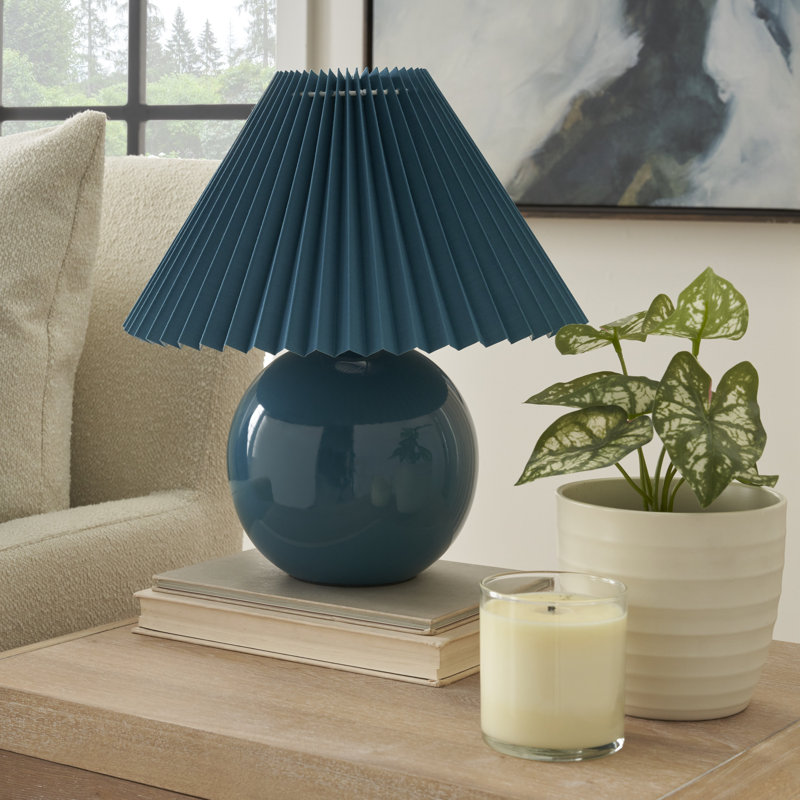 Carmel Ceramic Table Lamp, Blue, Blue