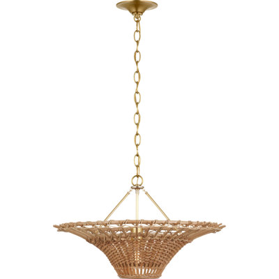 Elona Chandelier in Hand-Rubbed Antique Brass with Wicker