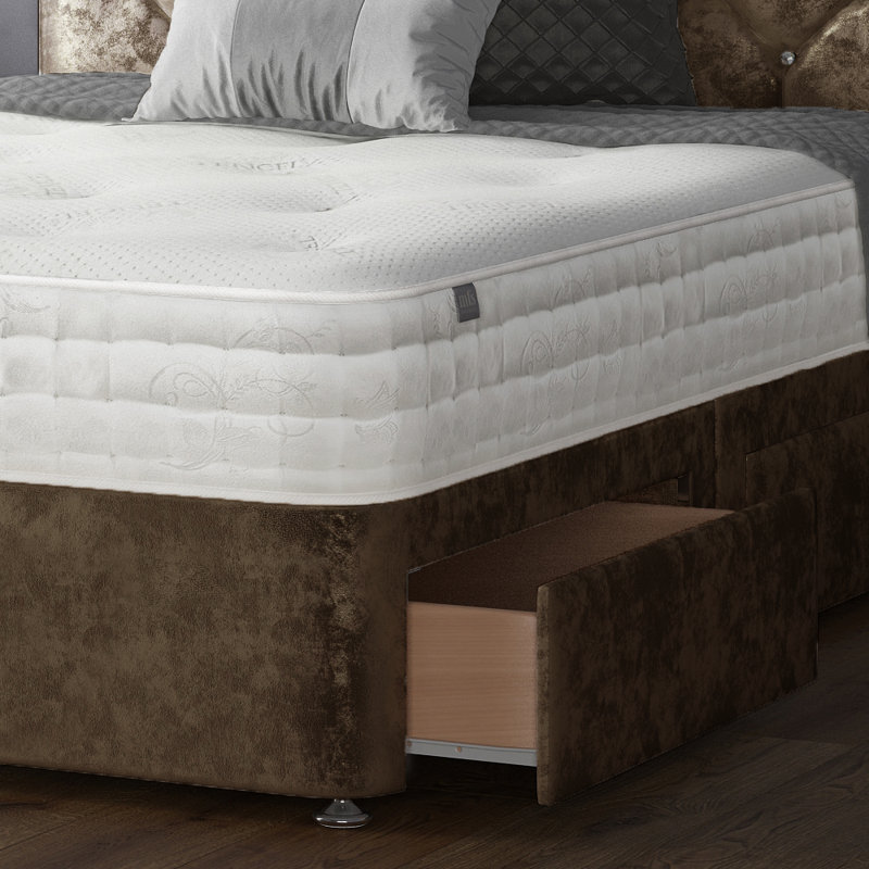Fall Upholstered Drawers Bed, Small Double (4'), Truffle, 4 Drawers