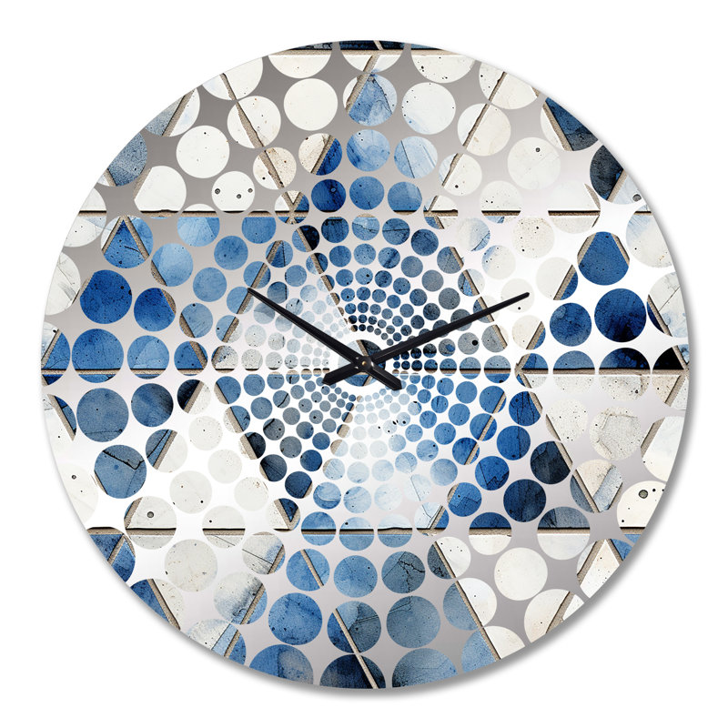 Rustic Cobalt Triangle Symphony - Geometric  Wall Clock, Large
