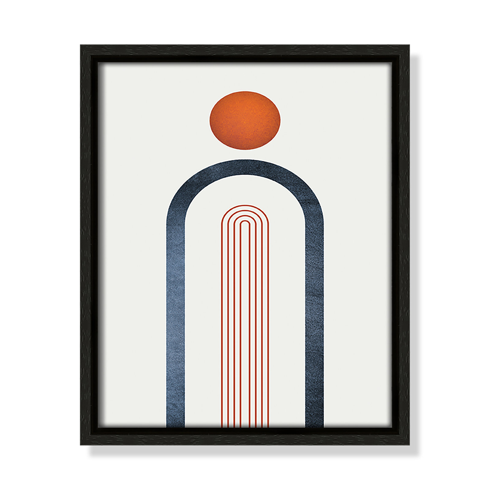 Maguire "Minimalist Midcentury Orange Navy I" Print, 11.5" H x 9.5" W x 2" D, Espresso Framed