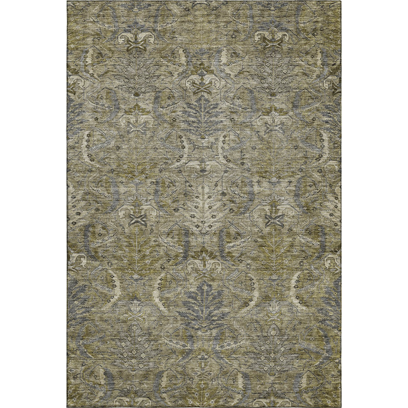 Premium Machine Washable Jamestown AMF1082 Damask Rug, Rectangle 8' x 10'