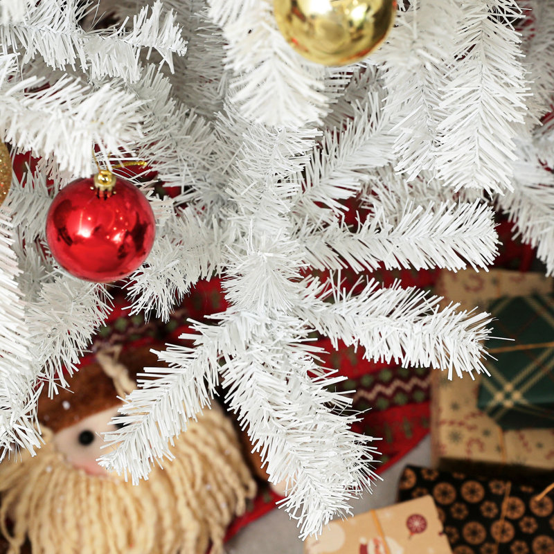 Arbre de Noël de 9 pi de haut, 2132 pointes de branches, ouverture automatique, base en acier, blanc, crée un bureau à la maison joyeux pour les vacances, arbre ignifuge avec fonction ouverte