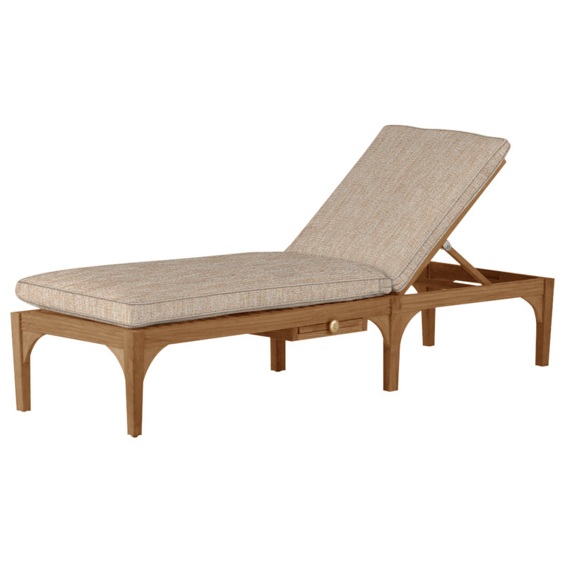Club Teak Outdoor Chaise Lounge With Wheels, Welt, Natural Teak, Canvas Sand