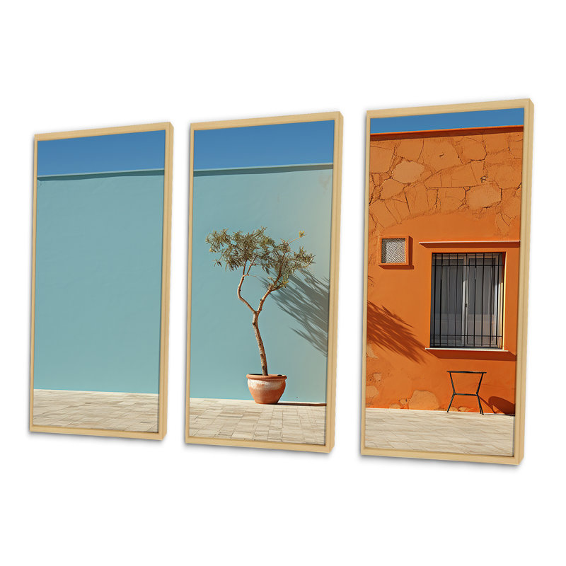 Ensemble de salon mural Minimalisme, Cadre naturel flottant, H 32 po x l 48 po x P 1 po