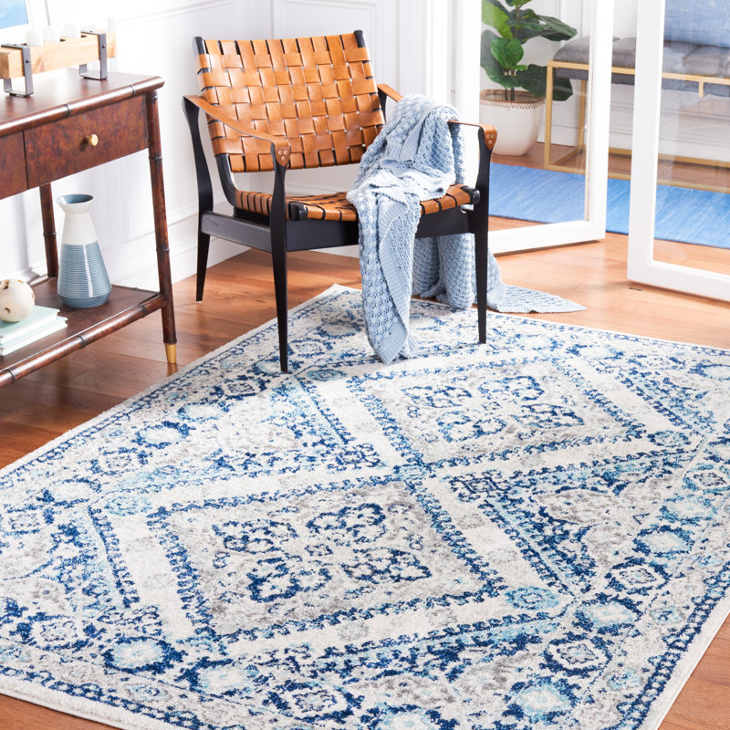 Tapis ivoire / bleu, Rectangle 4 pi x 6 pi