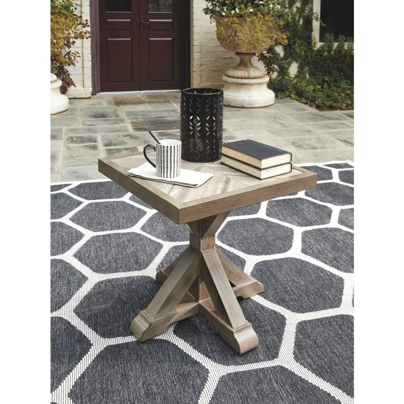 Beachcroft Beige Square Porcelain Top End Table