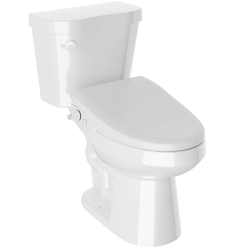 Garden 12 Inch 2-Pieces 1.28 GPF Siphon Elongated Ceramic Toilet In White Electric Bidet Seat With ADA Height Included
