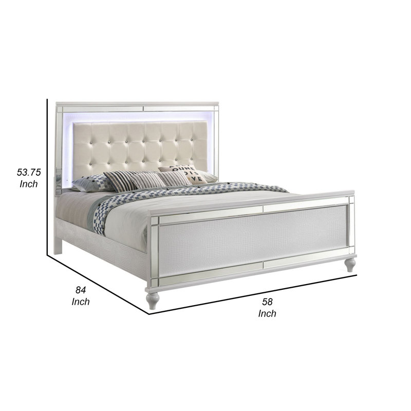 Lee Upholstered Bed, White, Full