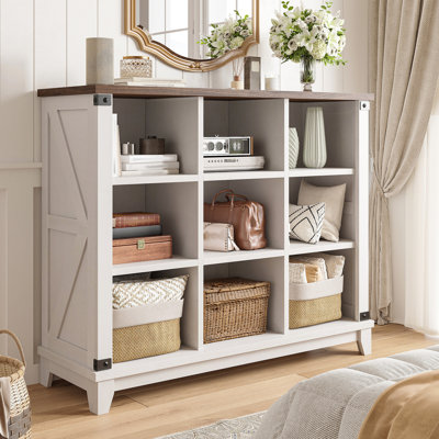 9-cube Bookcase, 3 Tier Shelf Cube Storage Organizer, Wood Cube Bookshelf With Anti-tip