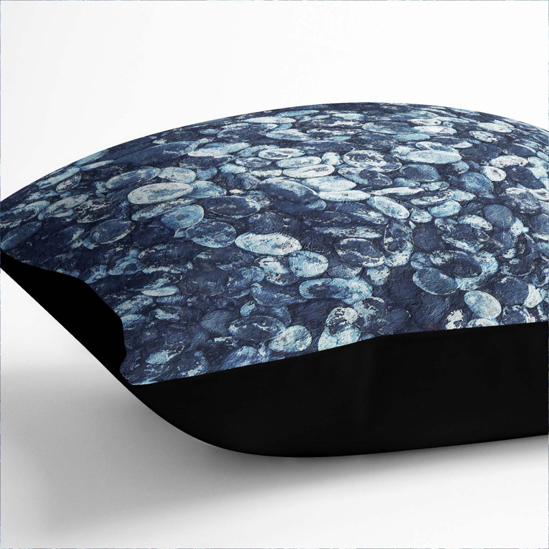 Pebbles on the Beach Cushion with Filling, 55cm H x 55cm W x 20cm D, Black