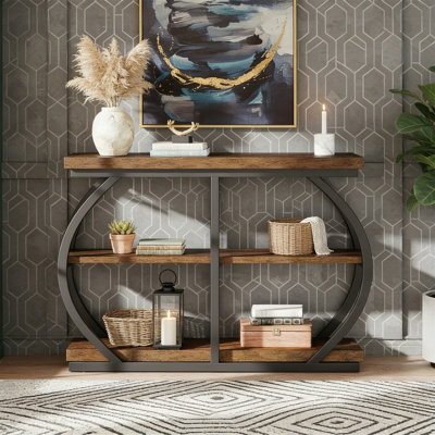 41" Console Table, 3-Tier Sofa Entryway Table With Storage Shelves