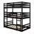 Twin Triple Rubber Wood Bunk Bed, With Ladders-1876916042