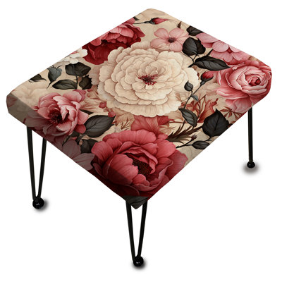 Antique rose fleur jardin beauté - repose-pieds rectangulaire damassé