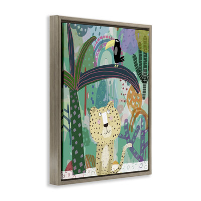 Cadre flottant Jungle Cheetah & Toucan, design par Carla Daly