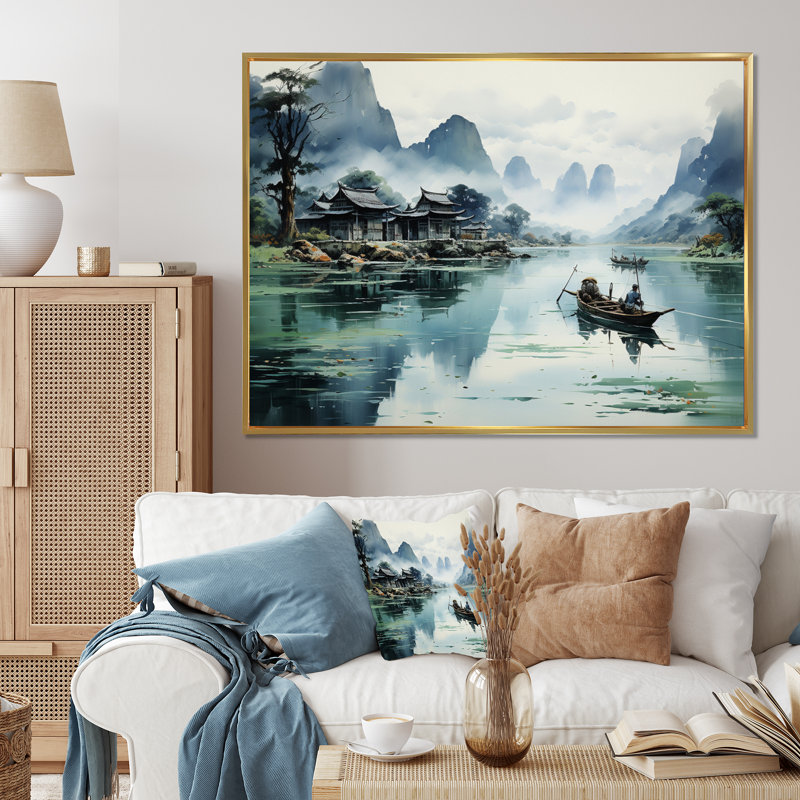 «Vietnam Misty Mountains II», reproduction sur toile, H 24 po x l 32 po x P 1 po, Cadre flottant doré