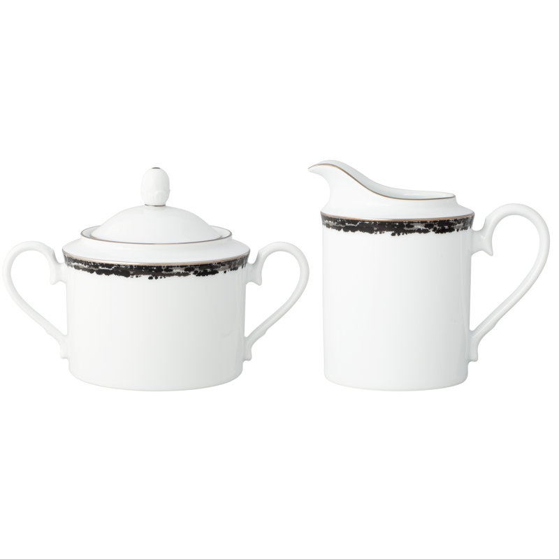 Noritake Rill Sugar & Creamer Set, Black