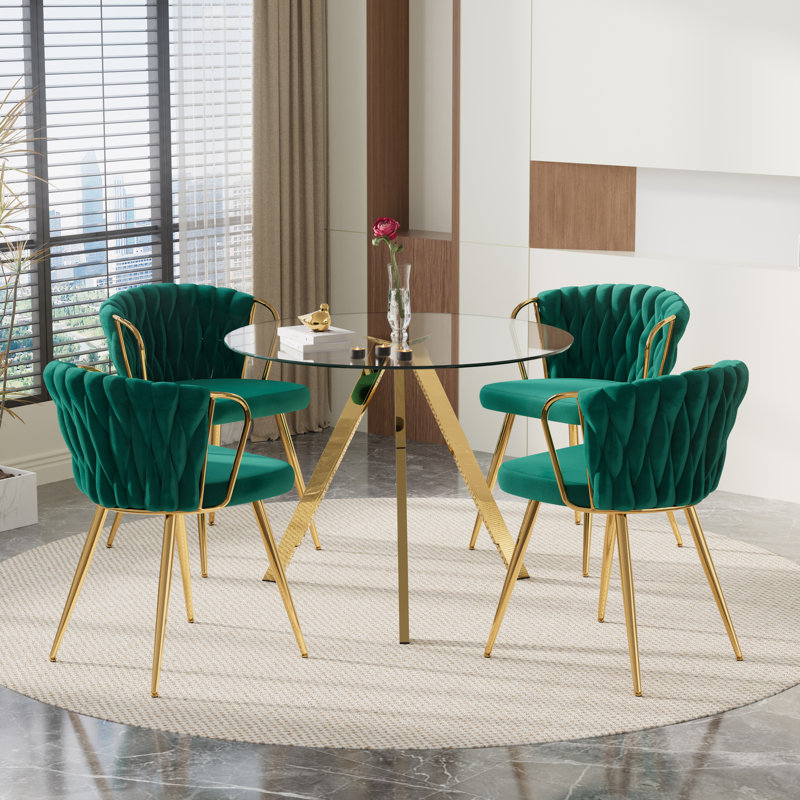 Ensemble de salle à manger, Vert, 5, H 29,5 po x l 47,2 po x P 47,2 po