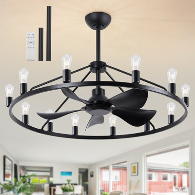 41-Inch Wagon Wheel Chandelier Fan